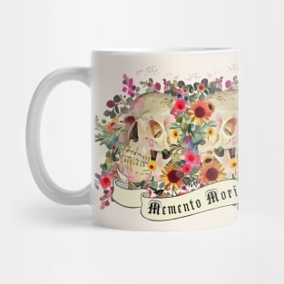 Human Skulls, gothic, floral, quote memento mori, watercolor art, cool, anatomy art Mug